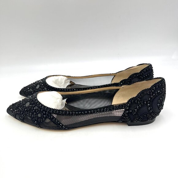 Badgley Mischka BHLDN Size 8 Gigi Pointed Toe Jeweled Black Ballet Flats Shoes - Picture 6 of 13